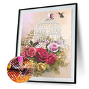 5D DIY Flower Bird Cage Full Round Drill Diamond Painting Craft Home Wall Decor