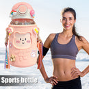 620ML Kids Water Sippy Cup with Silicone Bag Cartoon Feeding Bottle (Pink) Newly
