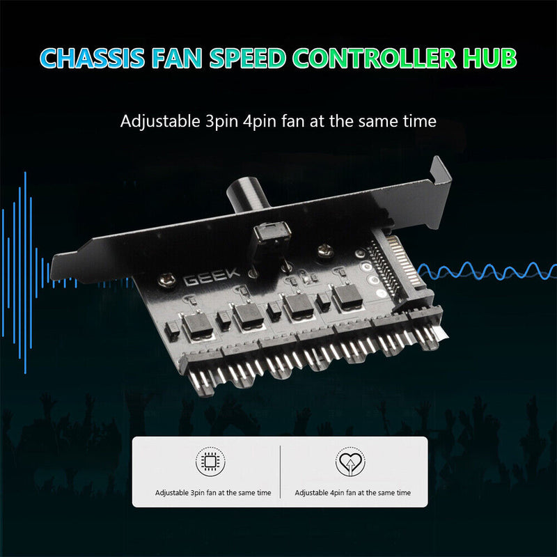 1 to 7 PC Case Cooling Fan HUB Splitter 12V Computer Speed Controller Adapter