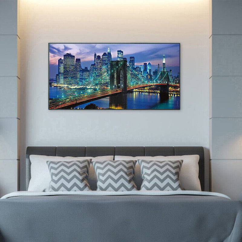 City Bridge Night Oil Paint By Numbers Kit DIY Acrylic Painting on Canvas Crafts