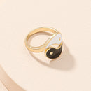 Hip-hop Style Metal Yin Yang Open Ring Women Men Adjustable Tai Chi Rings Newly