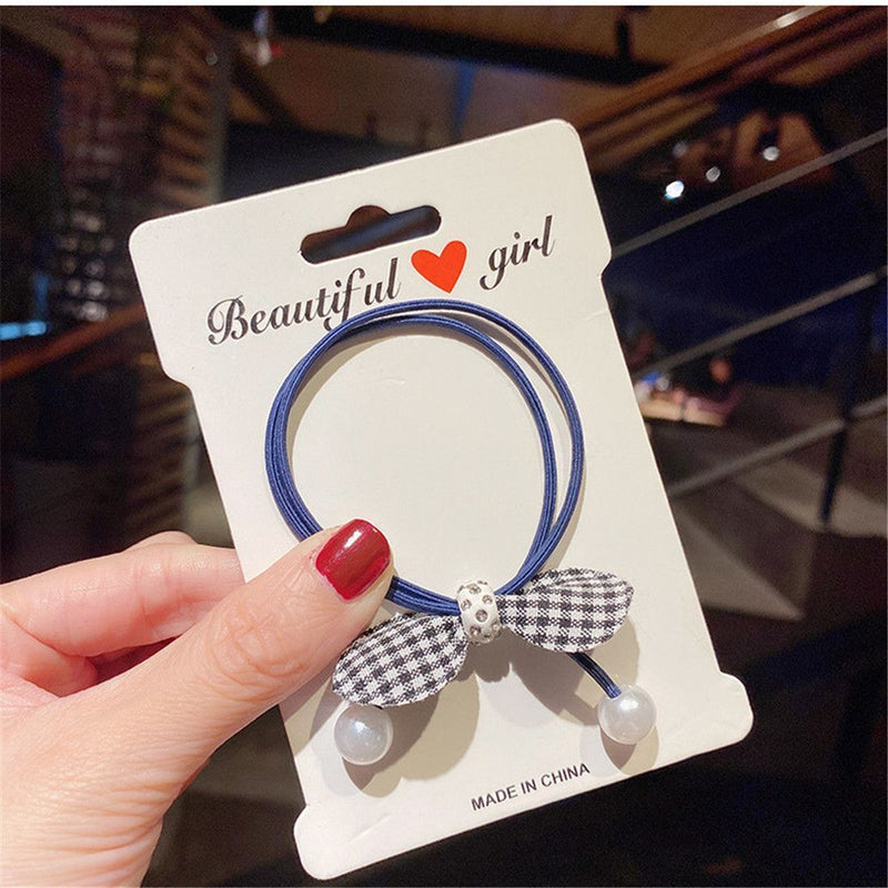 Women Girl Hair Accessories High Elastic Dot Hair Ring Hair Tie Rope Lattice