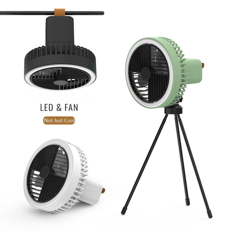 Multifunctional Mini Fan with LED Light Desktop Ceiling Fan (Green Tripod)