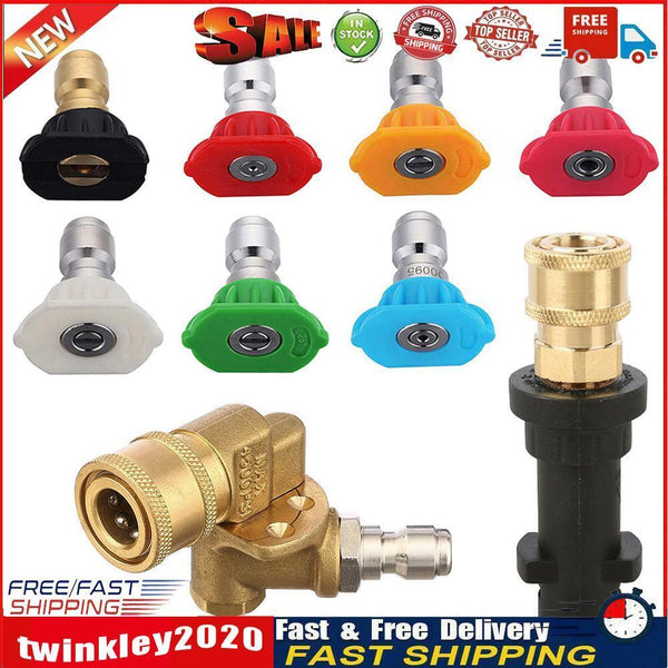 Pressure Washer Gun Adapter + Pivot Coupler + 7 Tips for Karcher K Series Newly