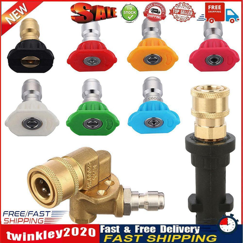 Pressure Washer Gun Adapter + Pivot Coupler + 7 Tips for Karcher K Series Newly