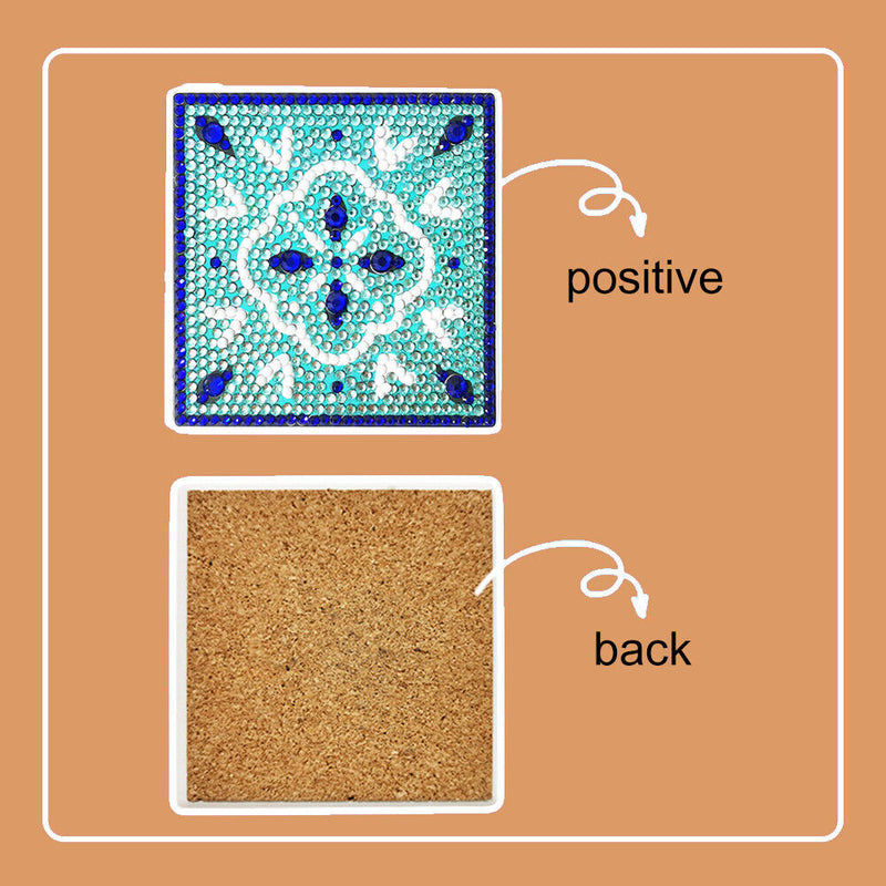 5D DIY Diamond Painting Kit Coaster Ceramics Insulation Cartoon Pad (Blue)