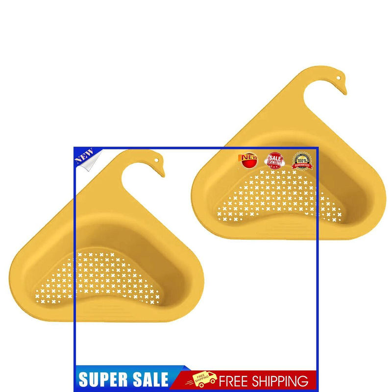 Colander Sink Strainer/Kitchen Sink Shelf/Faucet Drain Rack Holder (Yellow)