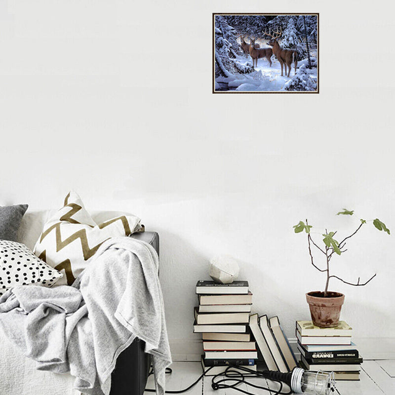 5D DIY Diamond Painting Winter Snow Elk Cross Stitch Embroidery Rhinestones Home