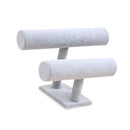 Velvet Bracelet Bangle T-Bar Rack Watch Jewelry Display Stand (Grey 2 Tier)