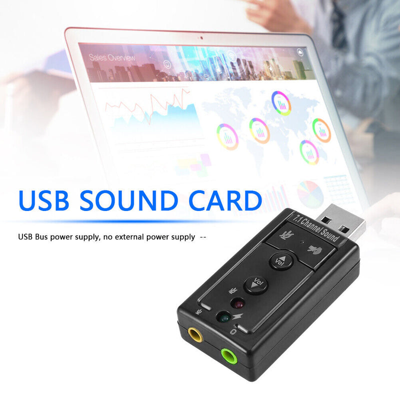 7.1 Virtual USB Sound Card 3.5mm AUX Headphone Microphone External Audio Adapter