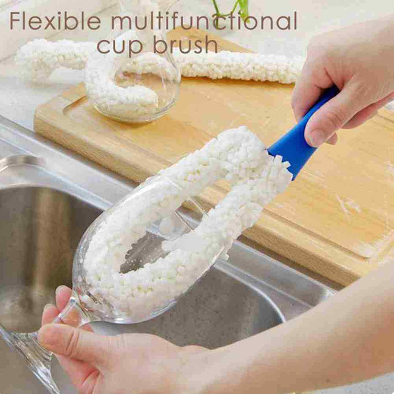 Foam Wine Bottle Brush Decanter Stemware Glasses Dust Flexible Brush P5O1
