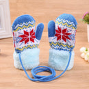 Warm Baby Kids Knitted Elastic Thicken Ski Casual Mittens Gloves(Sky Blue)