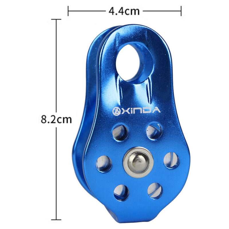 Rock Climbing Pulley Aluminum Bearing Lifting Fixed Rope Equipment (Blue) Newly