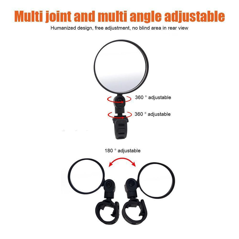2pcs MTB Bicycle 360 Rotation Adjustable Handlebar Scooter Rear View Mirror