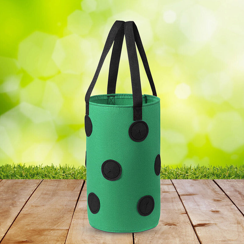 Strawberry Planting Hanging Felt Bag Garden Pot Vertical Container (Green)