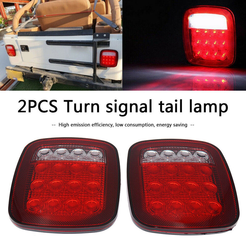 2pcs Tail Light for Jeep Wrangler JK TJ CJ YJ 16LED Turn Signal Stop Backup Lamp