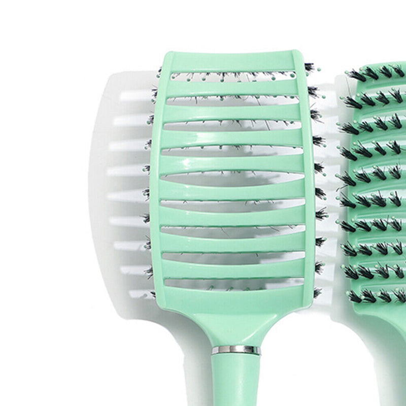 Scalp Massage Comb Bristle Women Curly Hair Detangle Brush Salon (Green) Newly