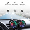 F404D USB Vehicle Fan Dual Head Powerful 3-Speed Dashboard Fan with LED Lights
