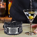 Male Leather Wristband Compass Cuff Bracelet Men Wide Bangle Jewelry Gift