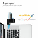 Mini Rotatable 3 Port USB Hub U Disk Reader Splitter for PC (USB 2.0 Black)