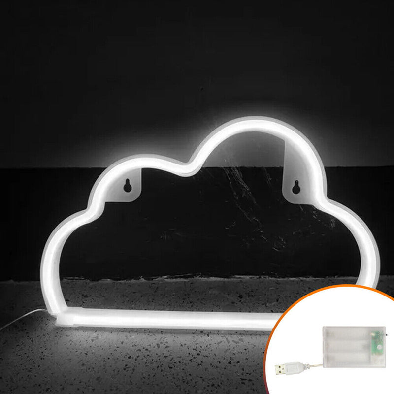 Cartoon Cloud Neon Light USB Battery Operated Hanging Lamp (White Light)
