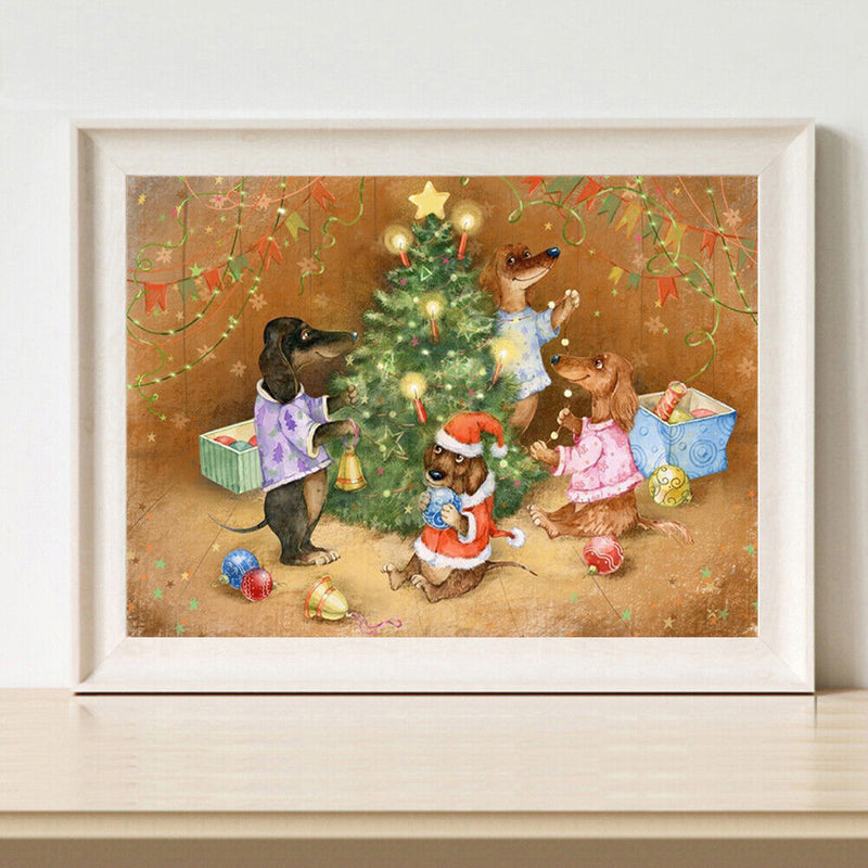 Animal Christmas Oil Paint By Numbers Kits Canvas Drawing DIY Coloring Pictur