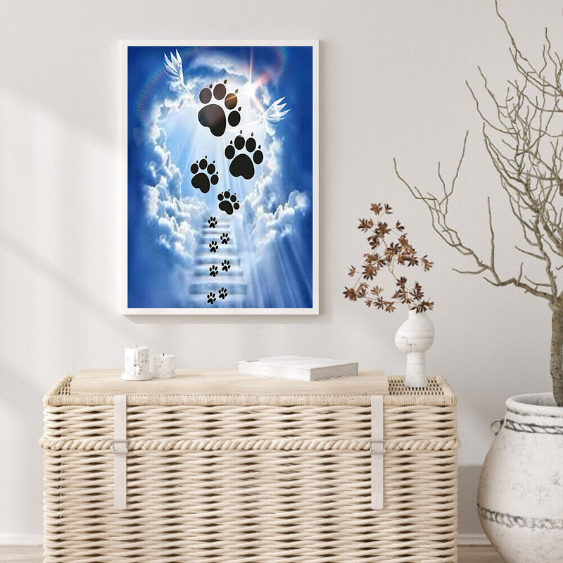 5D DIY Full Round Drill Diamond Painting Dog Footprints Cloud Handmade Art Craft
