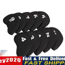 10pcs Golf Head Cover Club Iron Putter Head Protector Set Neoprene Black Newly
