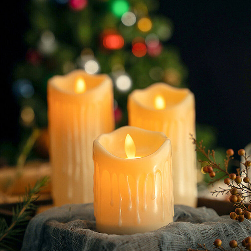 Flameless LED Candles Light Flickering Pillar Lights Wedding Party Home Decor