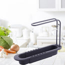 Telescopic Sink Shelf Towel Bar Sponge Drainer Storage Rack Basket (Grey) Newly