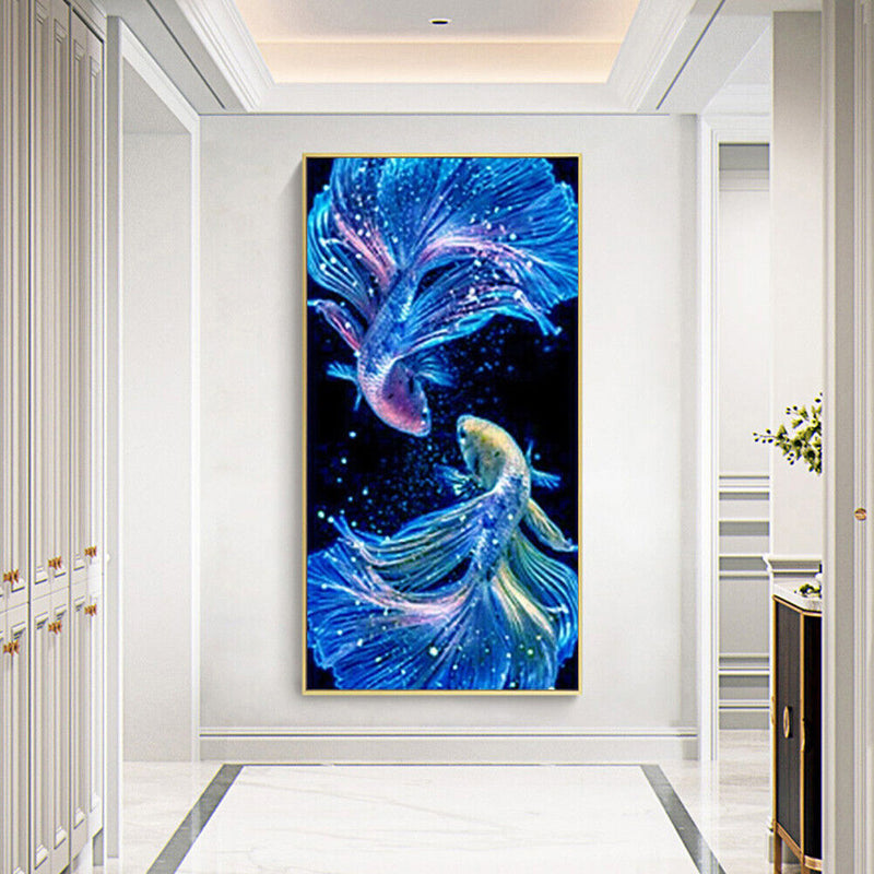 Diamond Painting 5D DIY Blue Fish Full Round Drill Rhinestone Mosaic Picture Kit