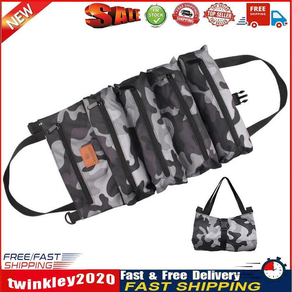 Roll Up Tool Storage Bag Outdoor Oxford Carrier Pouch (Camouflage Grey) Newly