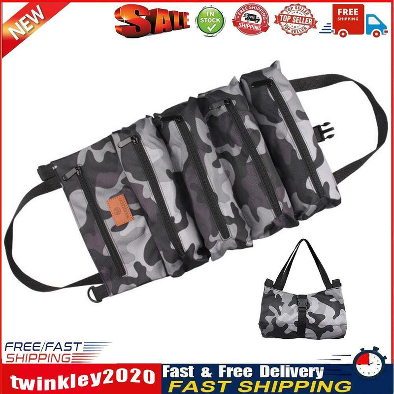 Roll Up Tool Storage Bag Outdoor Oxford Carrier Pouch (Camouflage Grey) Newly