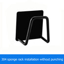Stainless Steel Sink Sponges Holder Adhesive Drain Drying Rack (Black) Newly