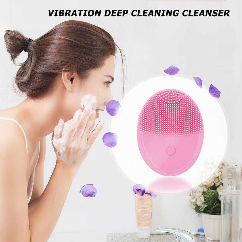 Electric Silicone Face Cleaning Brush Deep Pore Skin Washing Vibration Massager