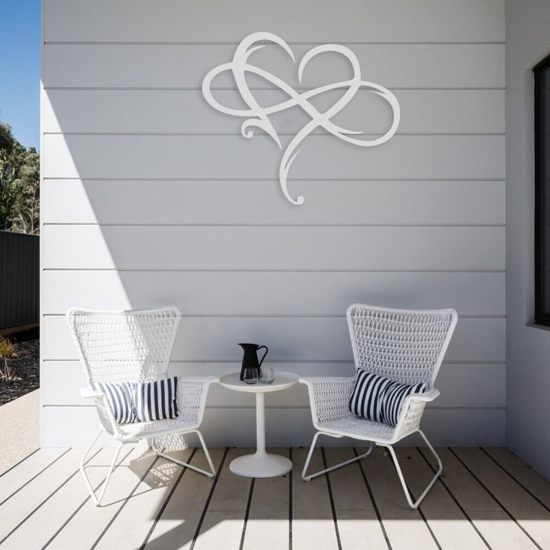 Metal Infinity Heart Art Love Wall Sign Decor for Living Room Home (White) Newly