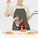 Kitchen Linen Apron Dog Carry Christmas Lantern Painted Cooking Pinafore