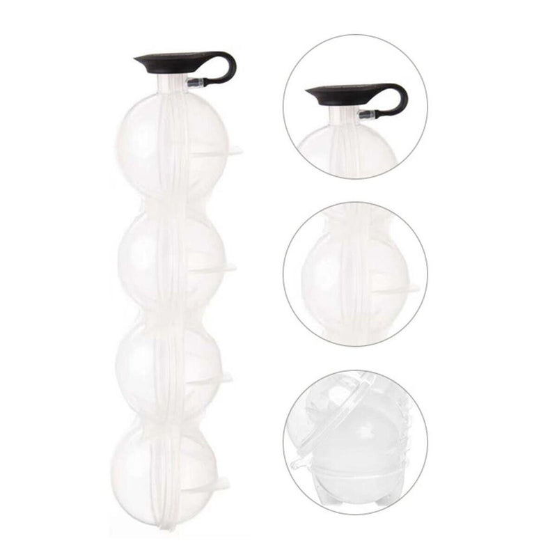Whiskey Cocktail Round Trays Summer 2.2" Ice Ball Maker Ice Cube Mold 4 Cavity