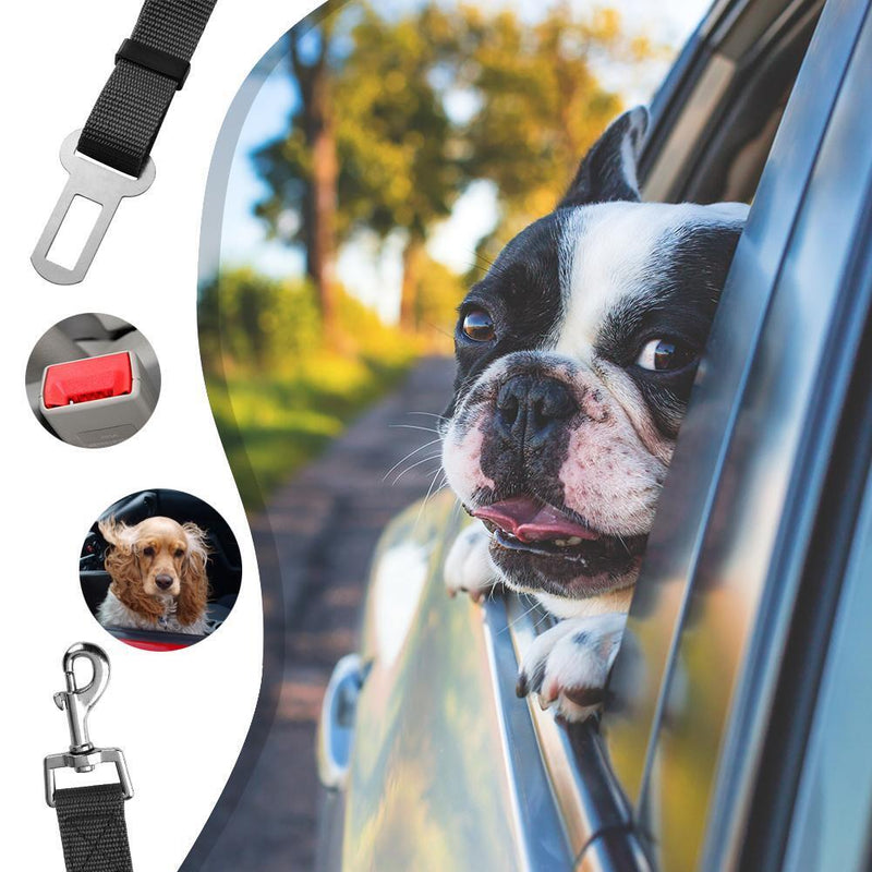 Adjustable Dogs Car Seat Belt Harness Pets Safe Seat Traction Rope (Black) Newly