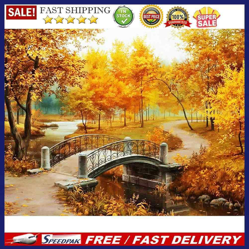 5D DIY Full Drill Round Shape Farm Scene Rhinestone Diamond Drawing Home Deco