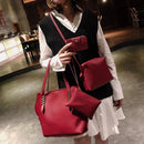 4pcs/set Simple Leather Shoulder Handbags Clutch Card Holder Women Composite Bag