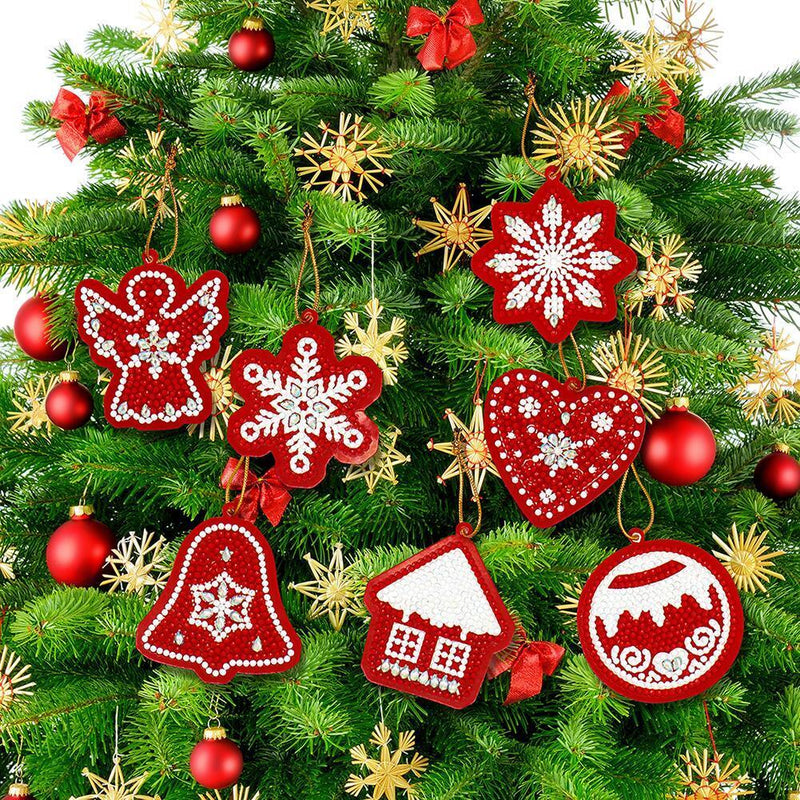 10pcs Single-side Special Shape Diamond Painting Handmade Christmas Tree Pendant