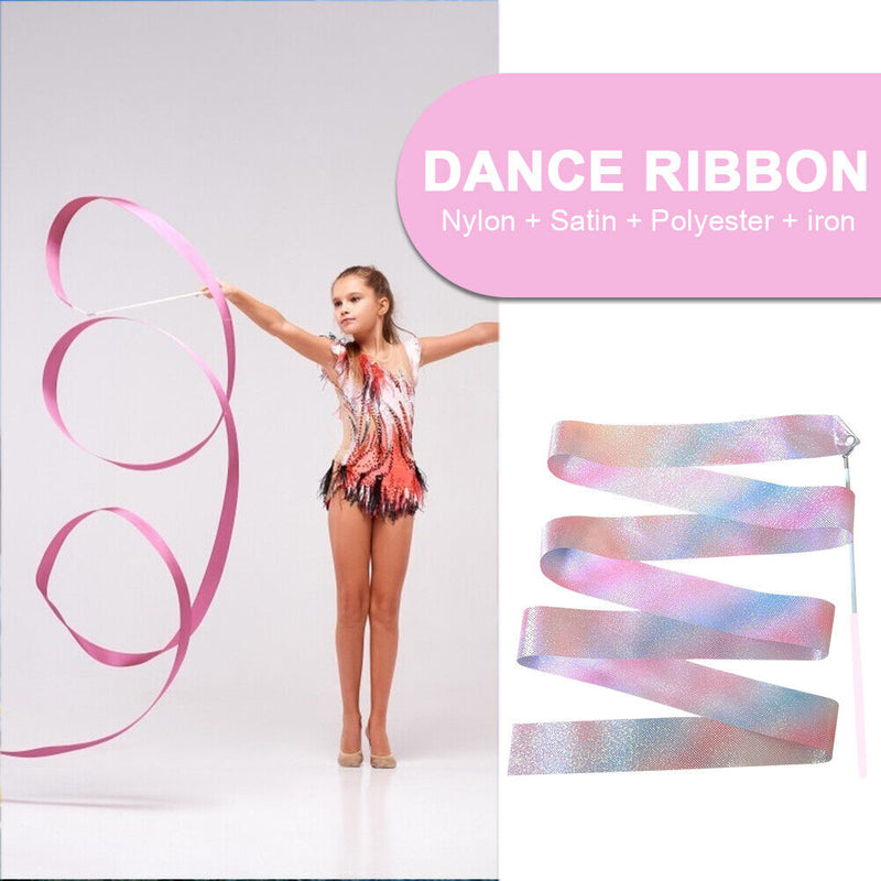 Gym Ribbons 4 Meters Gymnastics Ballet Streamer Twirling Rod Stick Flashing Star