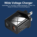 25W QC3.0+PD Dual Port Type-C Phone Fast Charger Charge Adapter (UK Black) Newly