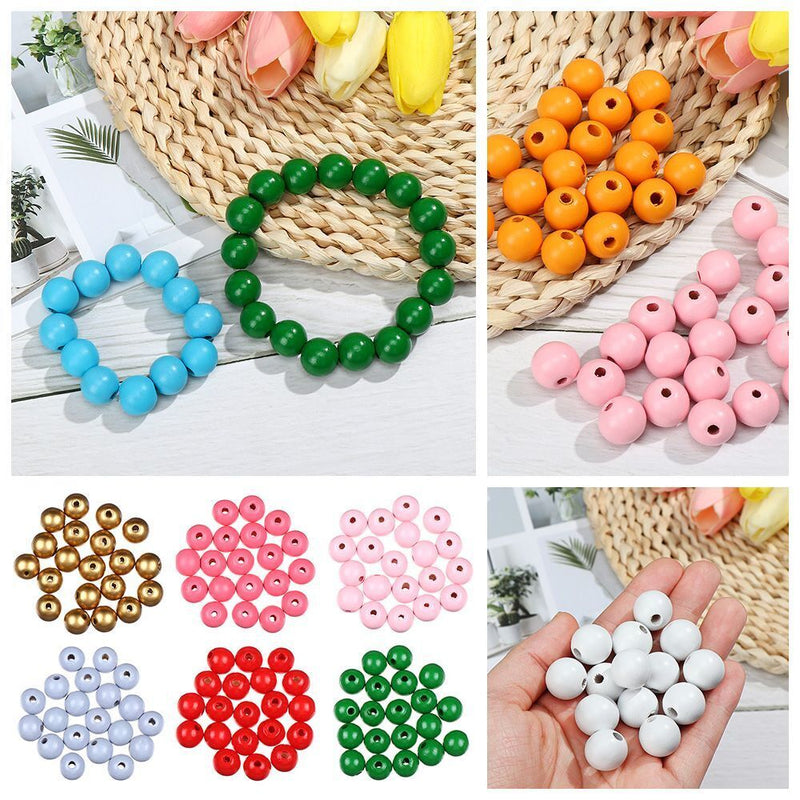 DIY Round Wooden Beads Spacer Loose Beads Jewelry Making Beaded Material
