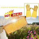Pair Beekeeping Gloves Goatskin Bee Keeping Vented Sleeves Long K9C3