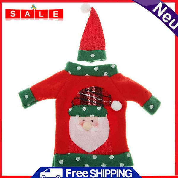 Matefield Christmas Red Wine Bottle Cover Champagne Bottle Decorative Knit Hat