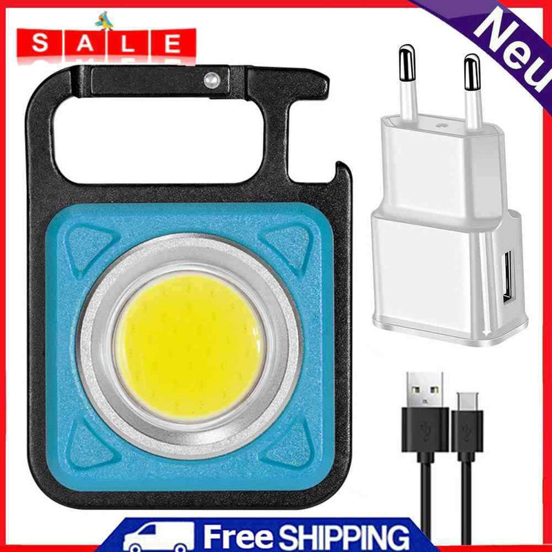 LED Flashlight 500LM USB Rechargeable Pocket Keychain Light with Charger Adapter