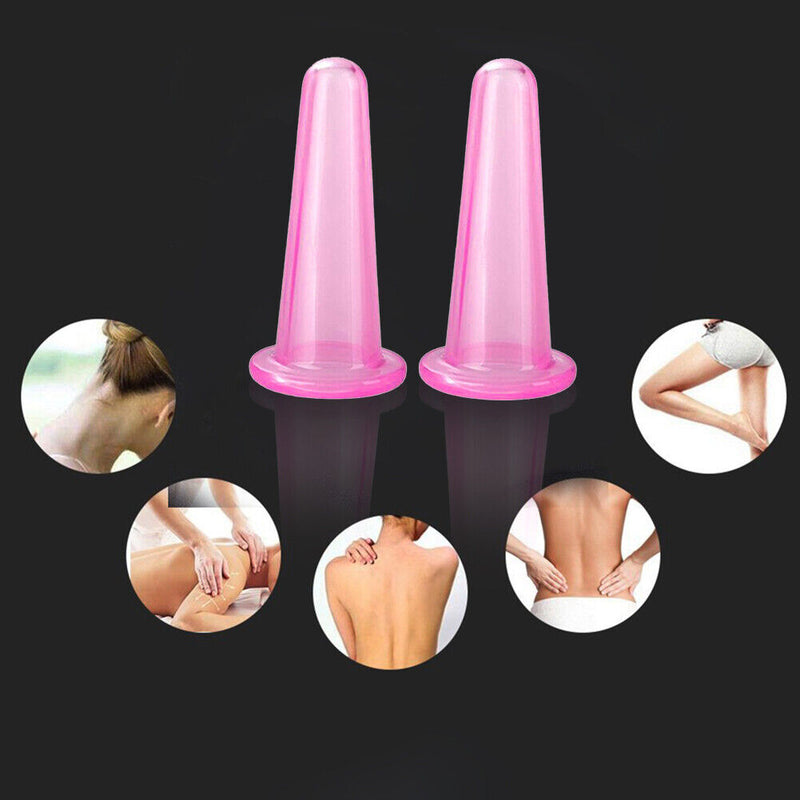 4pcs Vacuum Cupping Can Massage Cupping Apparatus Set Health Care (Pink) Newly