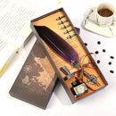 Calligraphy Feather Dip Pen Writing Ink Quill Fountain Pen Set (Purple) Newly